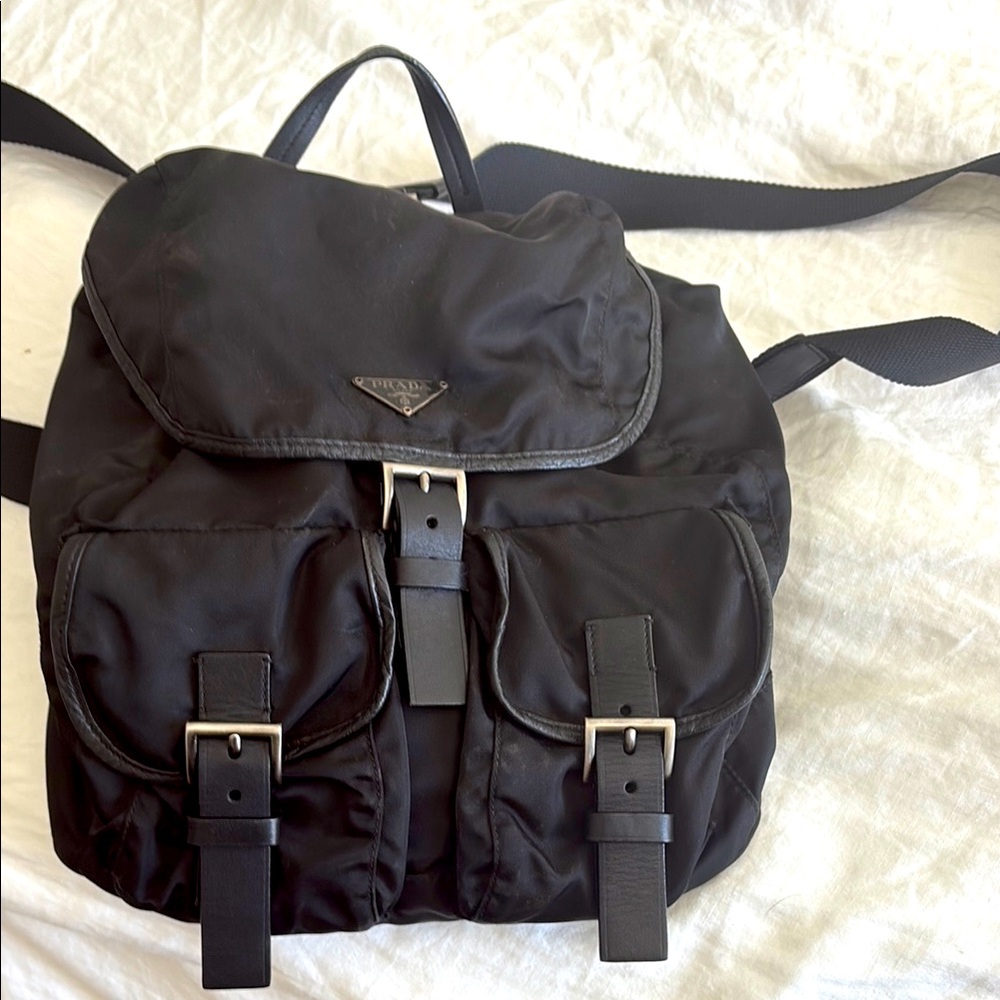 Prada Black Backpack with Adjustable Straps and Durable Fabric